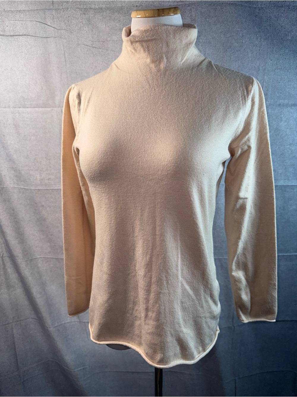 1895-Premise Cream Long Sleeve Mock Neck Top